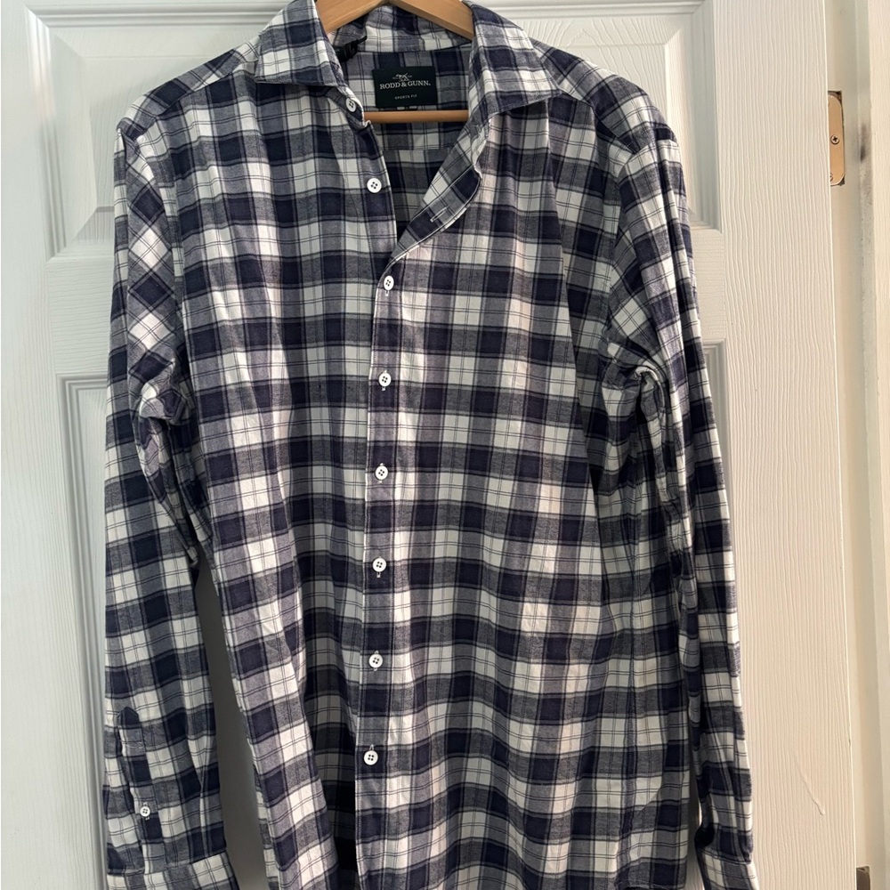 Rodd & Gunn Navy and White Plaid Casual Button-Down Shirt